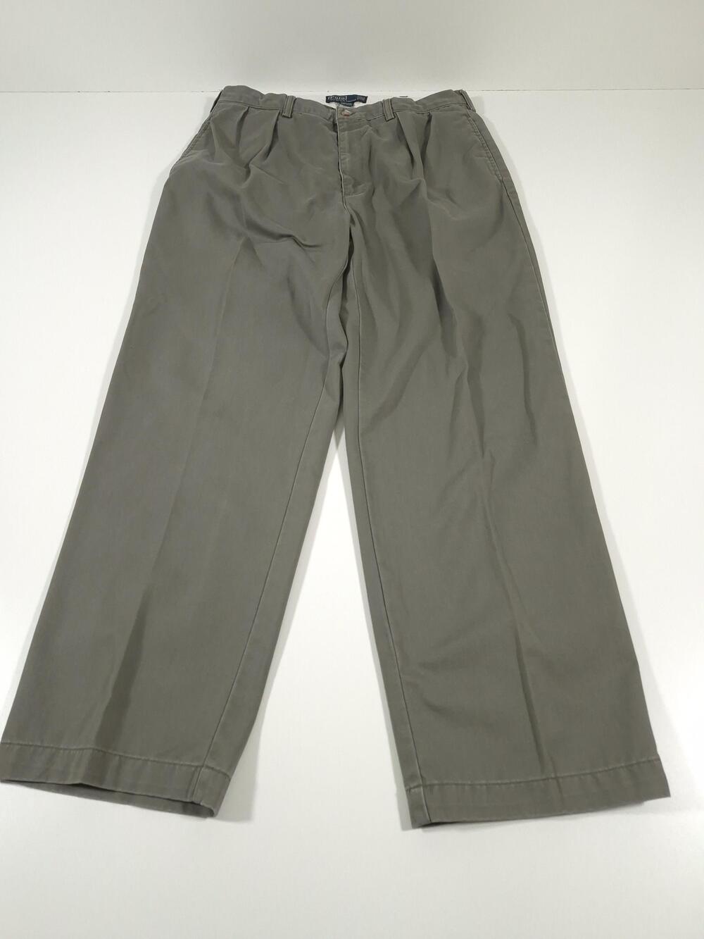 Polo Ralph Lauren Pants Mens 35x30 Green Andrew Classic Pleated Chino Casual